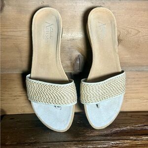 Clarks Artisan Suede Leather Low Wedge Thongs